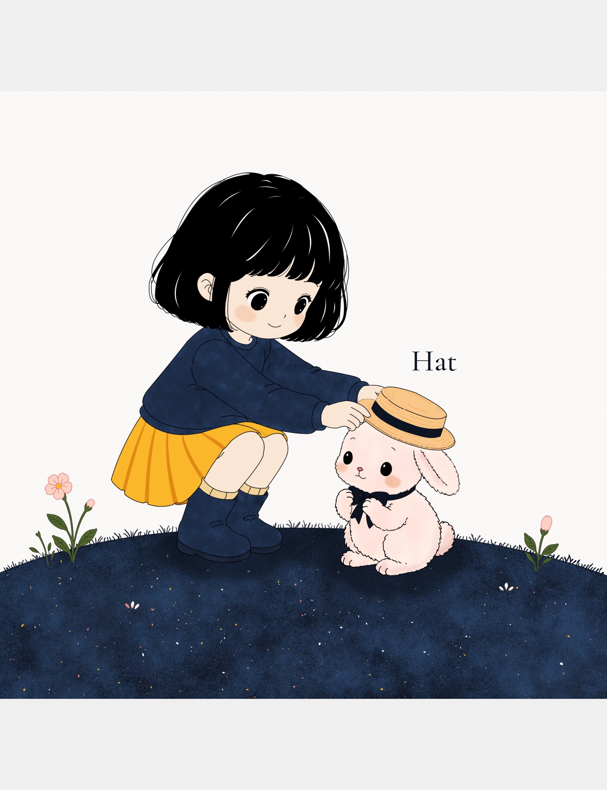 Preview page from Bella the Sunshine Girl: ABC Book by Casey Huang featuring Bella helping Bun wear a hat during a calm early learning moment.